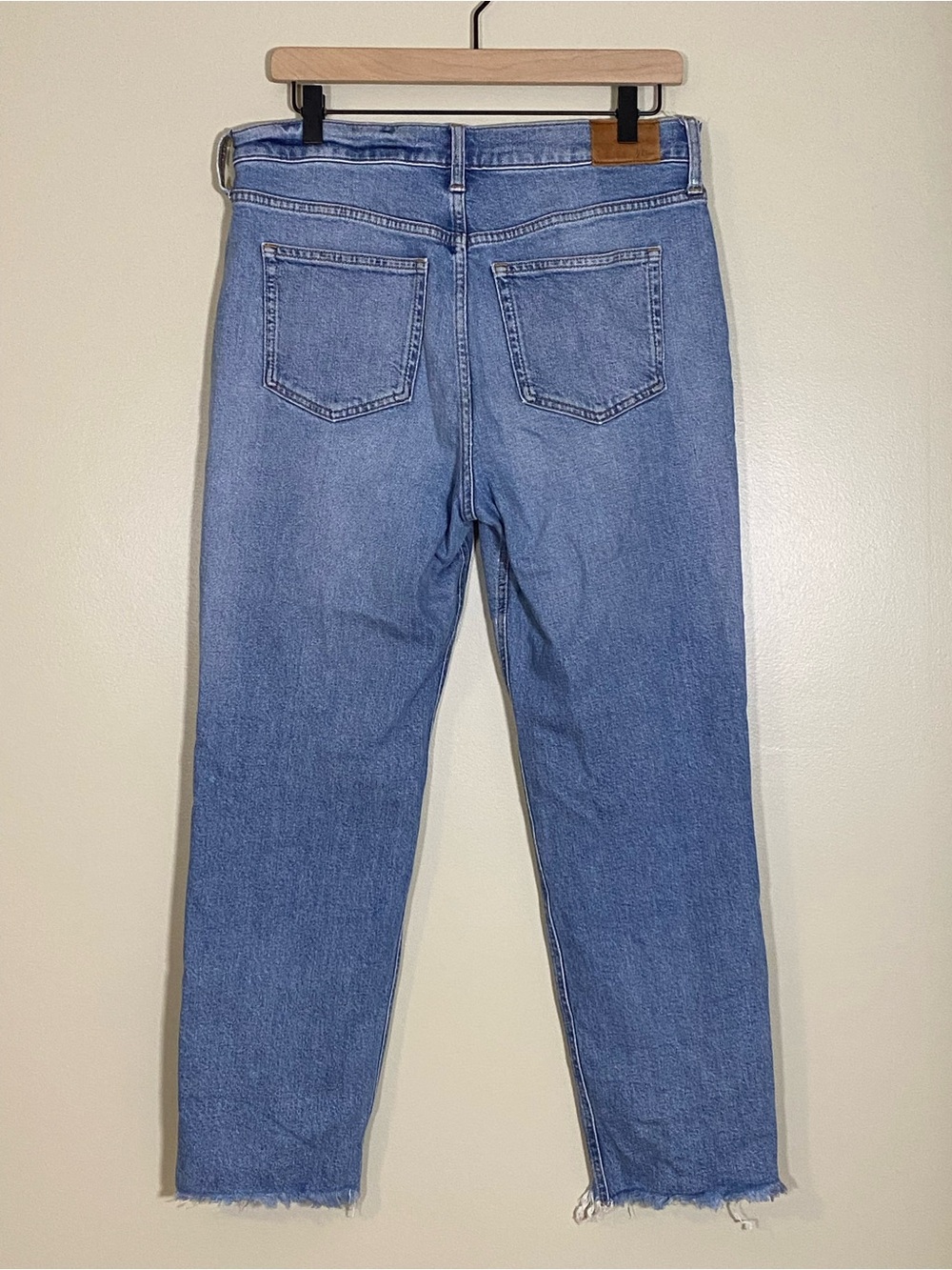 J. Crew High Rise Straight Leg Raw Hem Denim Blue Medium Wash Size 29 - Picture 2 of 12